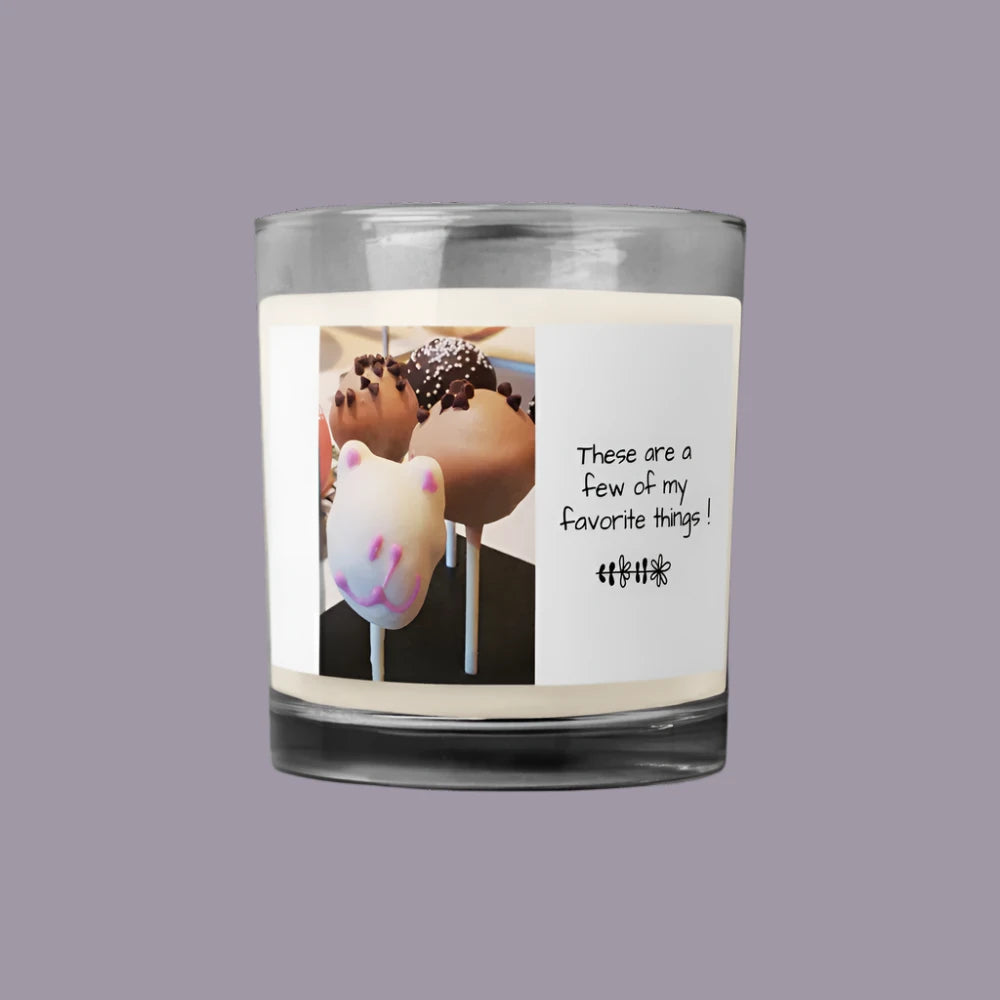 Glass Jar Soy Wax Candle - "Favorite Things" Cake Pop, Bear