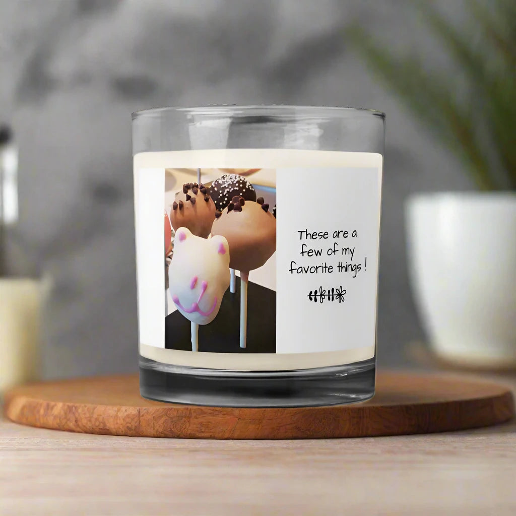 Glass Jar Soy Wax Candle - "Favorite Things" Cake Pop, Bear