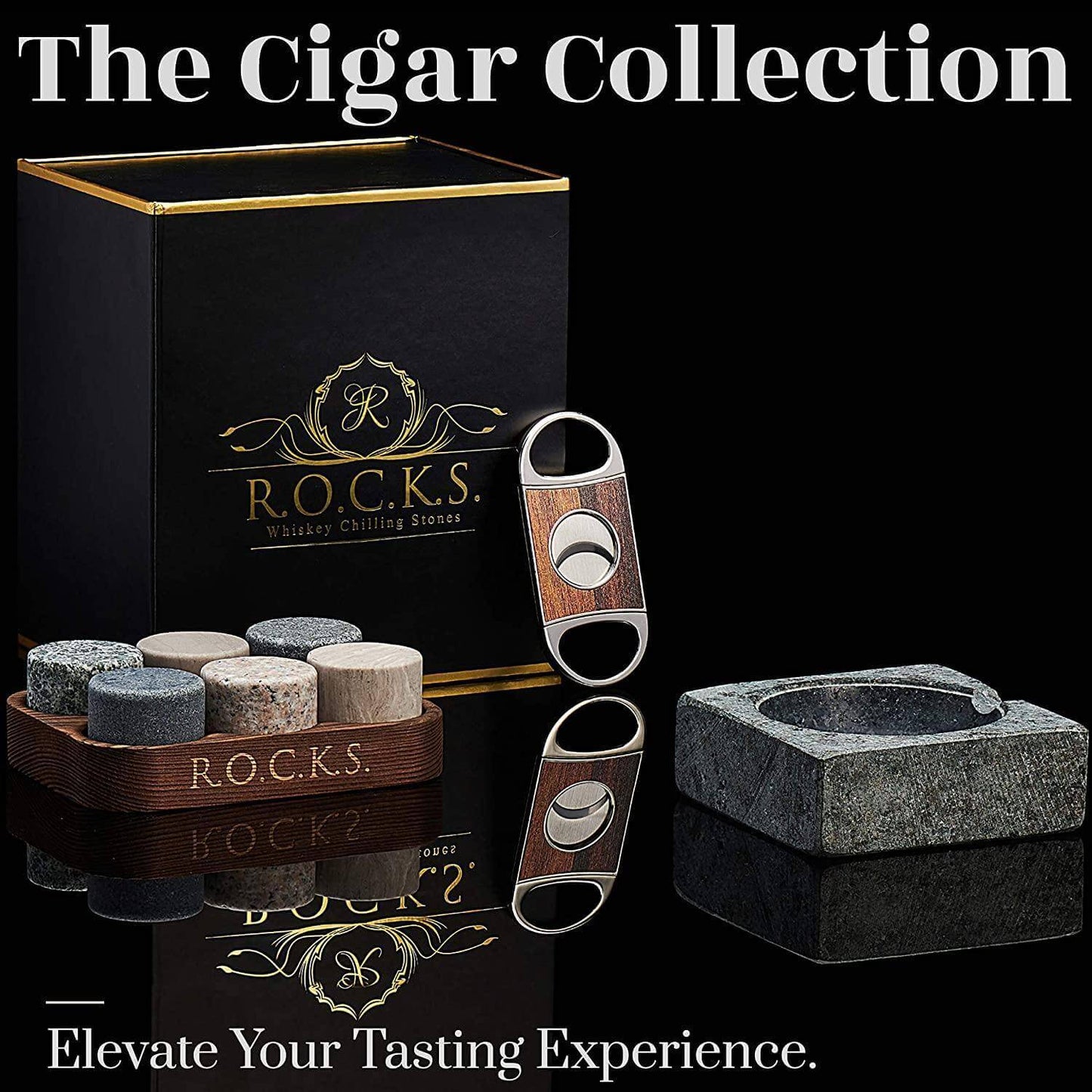 The Gentleman's Set - Cigar Aficionado w/ Whiskey Chilling Stones