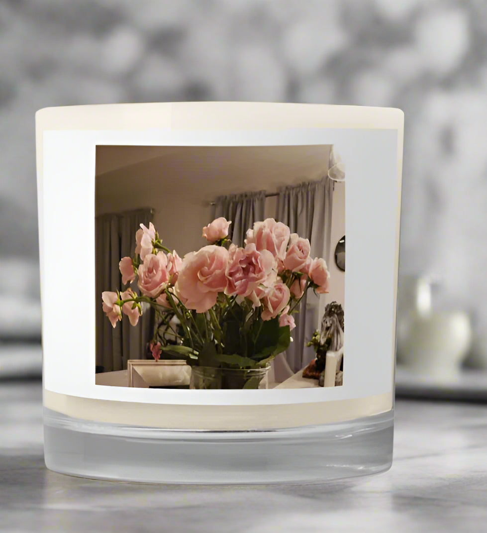 Glass Jar Soy Wax Candle - Pink Carnations