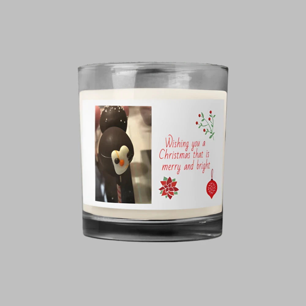 Glass Jar Soy Wax Candle - Christmas Cake Pop, Penguin