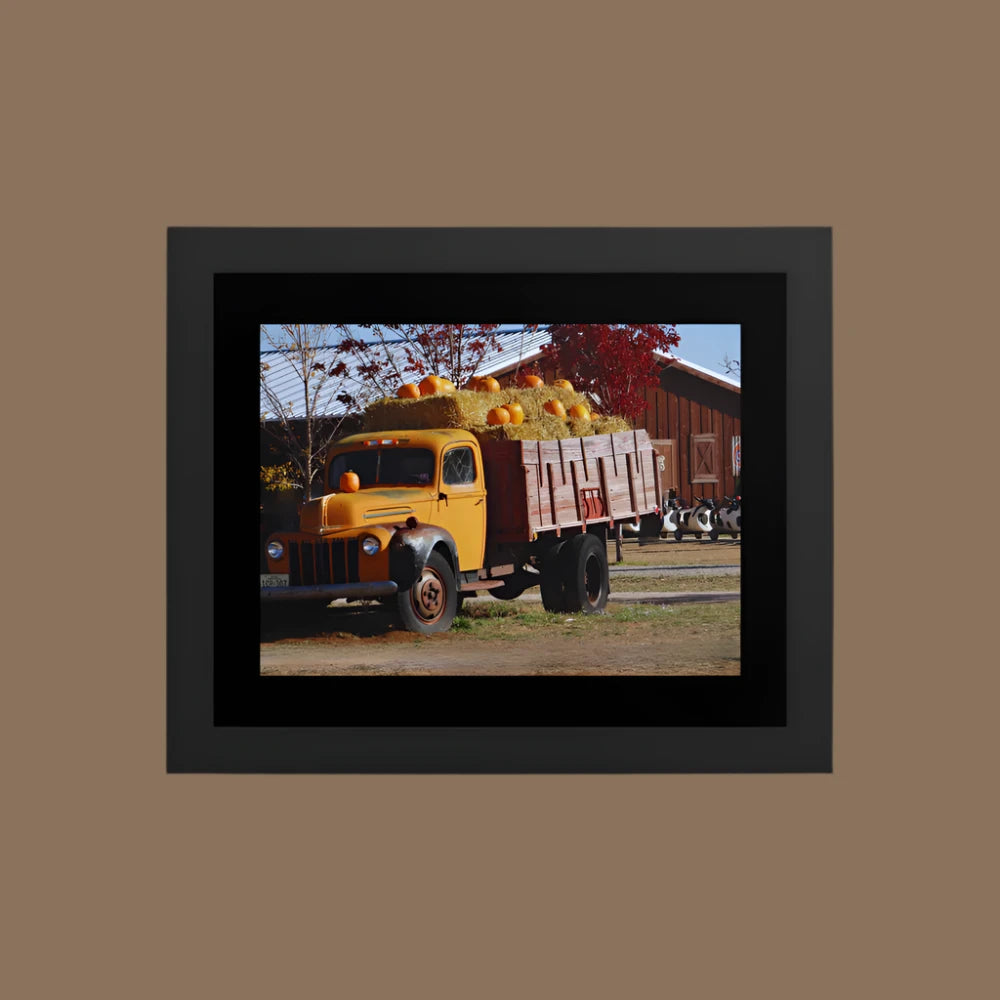 Premium Luster Photo Paper Framed Poster - The Pumpkin Truck -