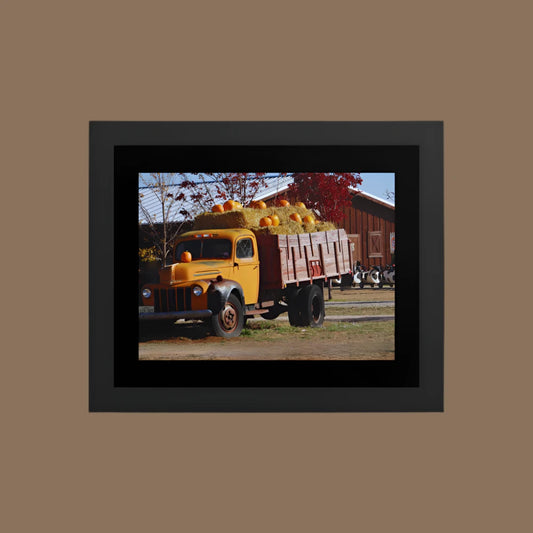 Premium Luster Photo Paper Framed Poster - The Pumpkin Truck -
