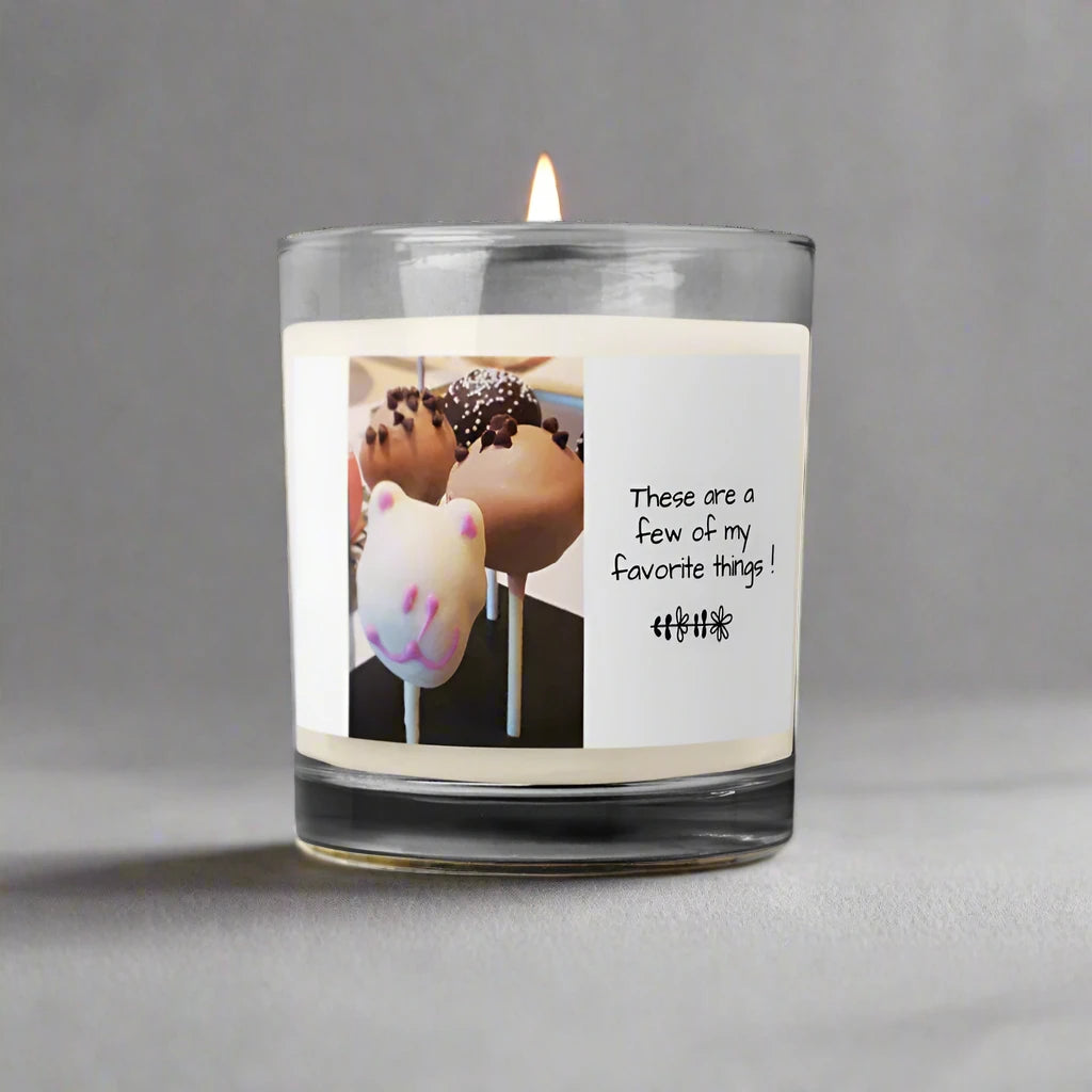 Glass Jar Soy Wax Candle - "Favorite Things" Cake Pop, Bear