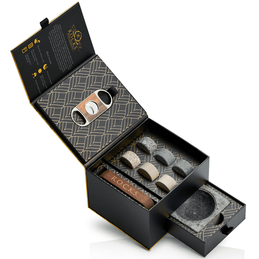 The Gentleman's Set - Cigar Aficionado w/ Whiskey Chilling Stones
