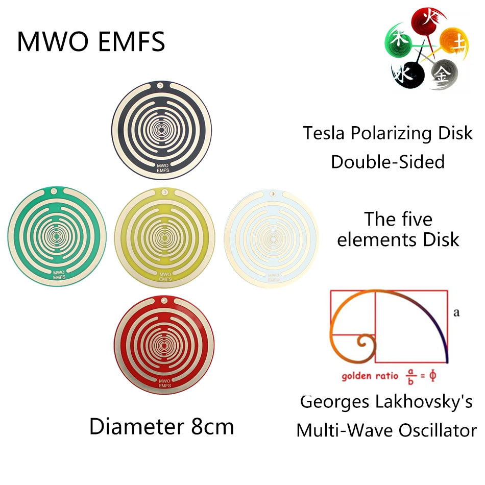 8cm Tesla Polarizing Meditation Disk Lakhovsky's MW Oscillator 5 Elements