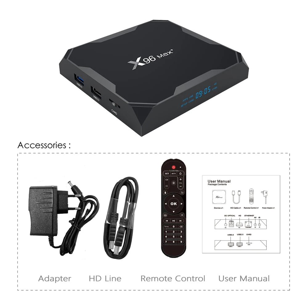 Amlogic S905X3 Android 11 Smart TV BOX X96 Max Plus 8K Media Player 4GB 64GB DDR4 Quad Core