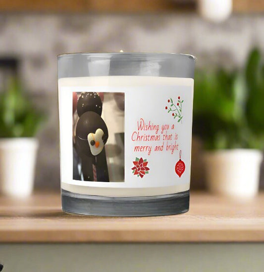 Glass Jar Soy Wax Candle - Christmas Cake Pop, Penguin