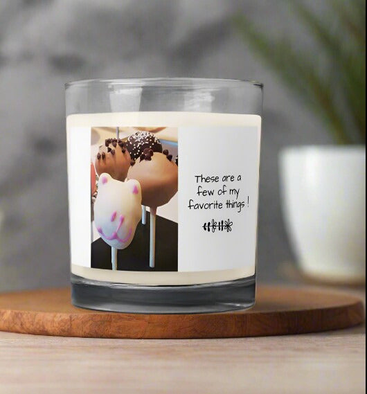 Glass Jar Soy Wax Candle - "Favorite Things" Cake Pop, Bear