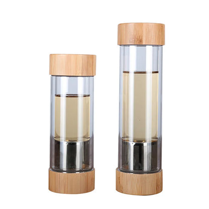 Glass Water Bottle With Tea Infuser Filter, Double Wall Tumbler 10 oz 13 oz