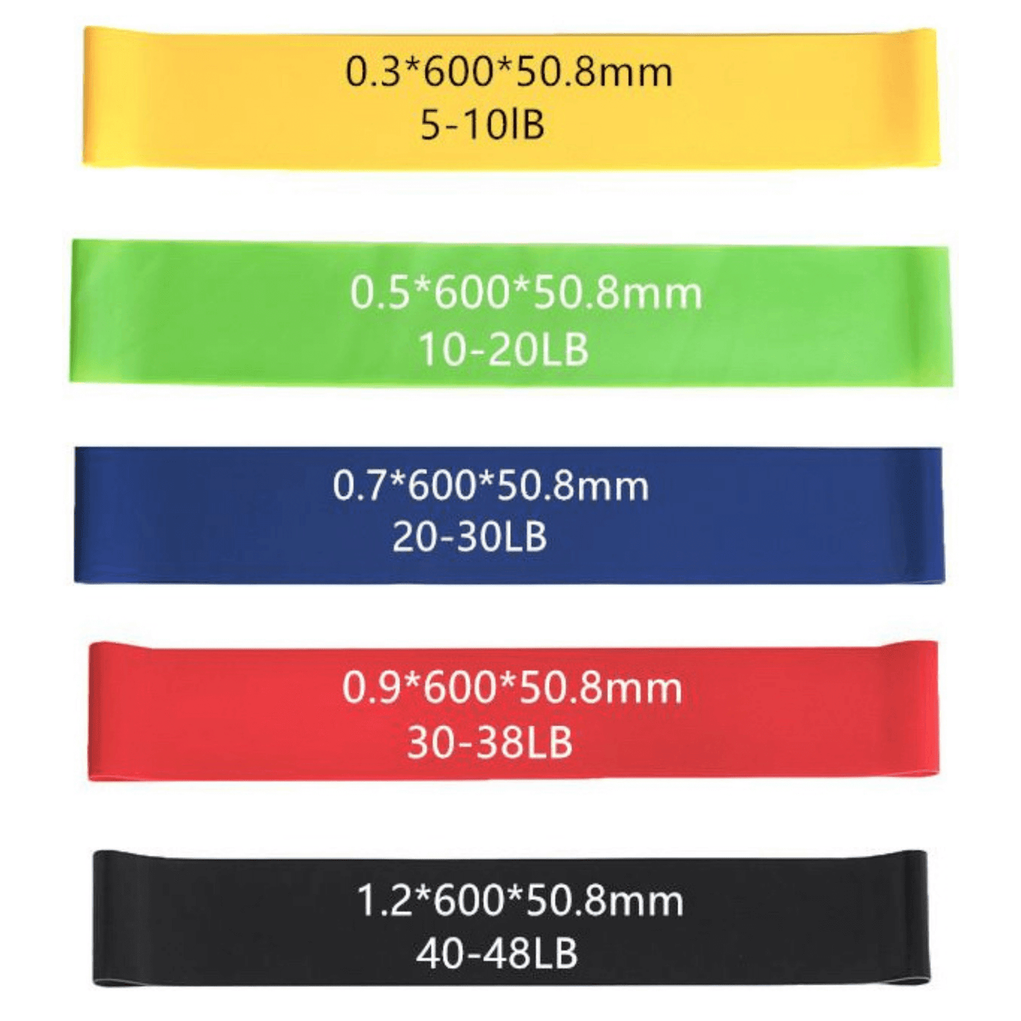 5 Piece Set of Resistance Body Bands With Carry Bag