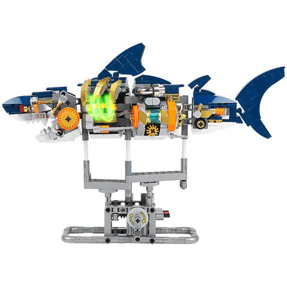 Mechanical Shark Building Set with Stand & Lights - Kids & Adults