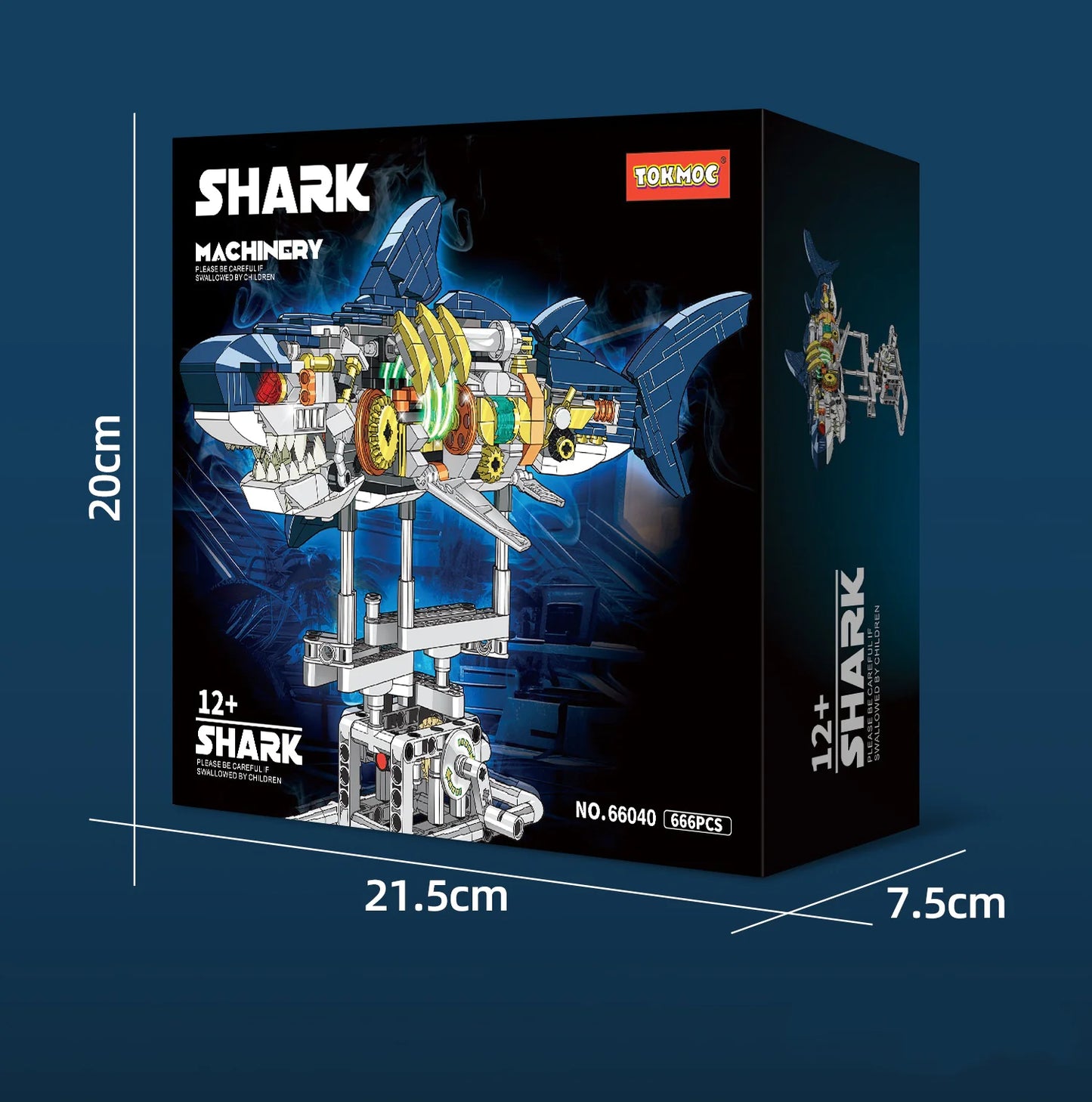 Mechanical Shark Building Set with Stand & Lights - Kids & Adults