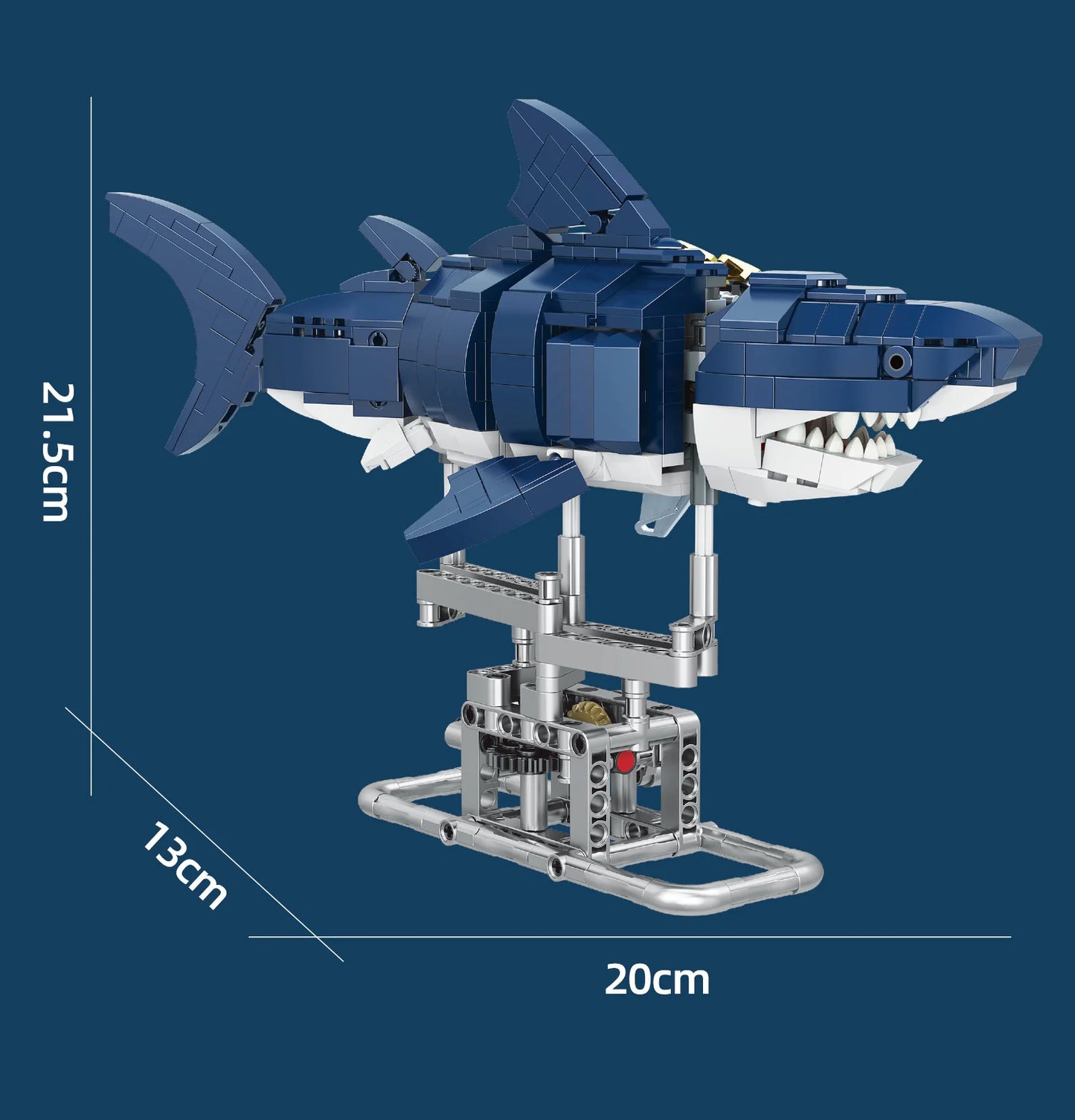 Mechanical Shark Building Set with Stand & Lights - Kids & Adults